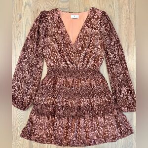 Socialite floral long sleeve mini dress - size XS